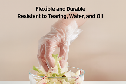 50 Pcs Disposable PE Gloves Food Grade Transparent Plastic Gloves For Cooking Kitchen Restaurant Cleaning Household Food Safe
