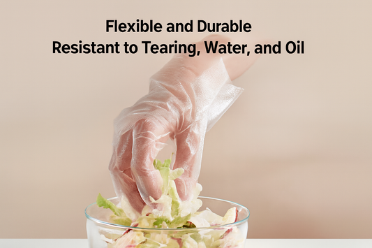 50 Pcs Disposable PE Gloves Food Grade Transparent Plastic Gloves For Cooking Kitchen Restaurant Cleaning Household Food Safe