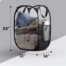 Large Laundry Basket Collapsible Mesh Pop Up Laundry Hamper Side Pocket Breathable Clothes Storage Laundry Storage Organization